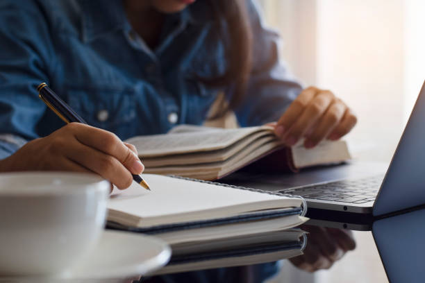 Printed educational resources on a desk